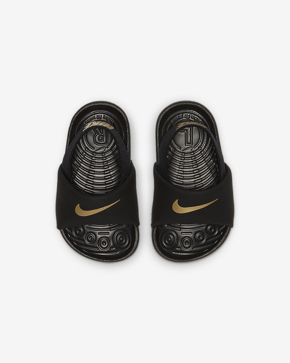 Nike kawa slide black gold hotsell